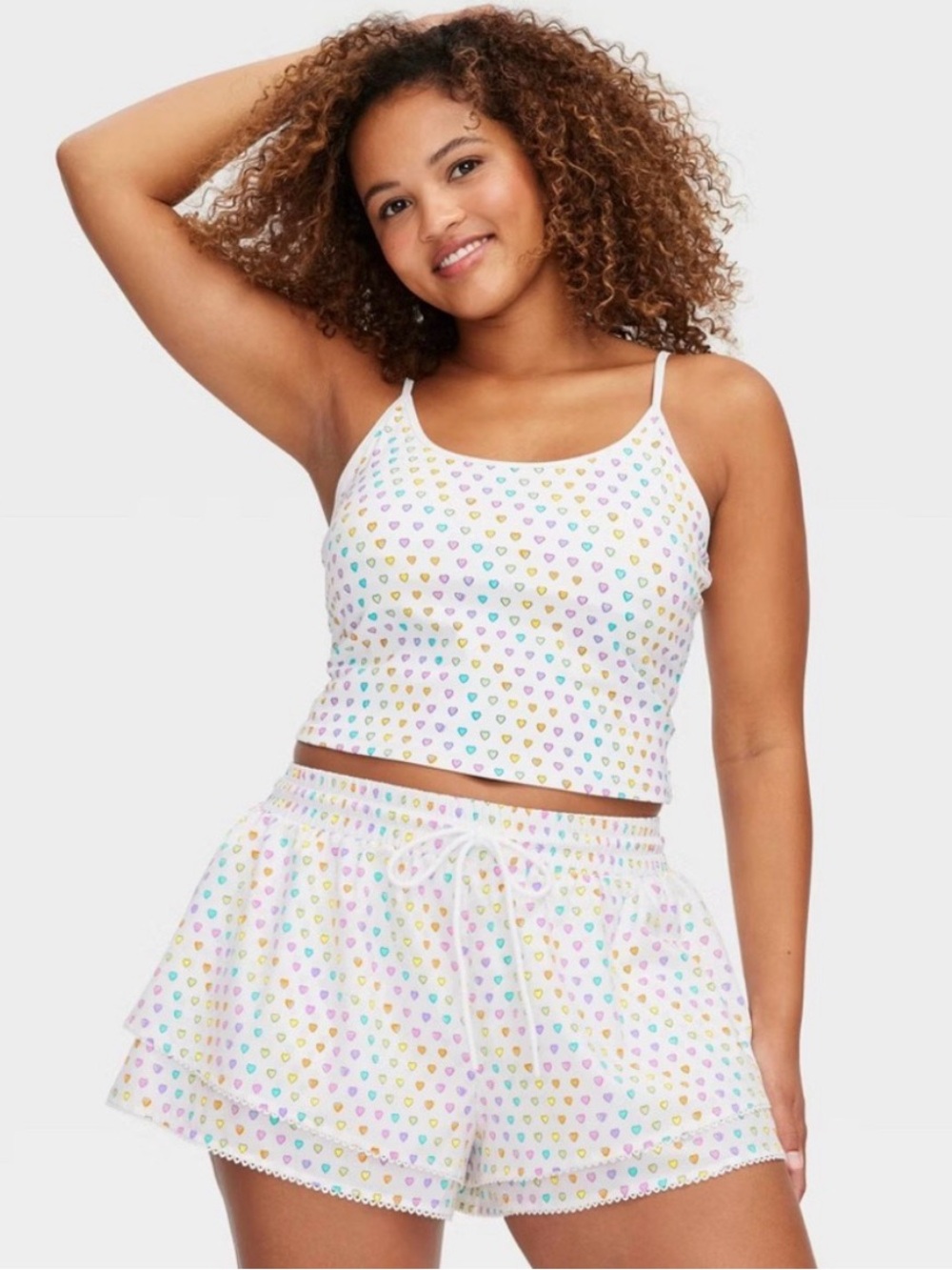 Roller Rabbit White Pastel Heart Cami & Shorts Set